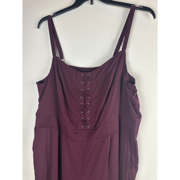 NWT Torrid Challis Lace Up Culotte Jumpsuit Burgundy Winetasting Plus Size 3 3X - Picture 12 of 16